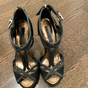BCBGMAXAZRIA suede and leather night heel sandals